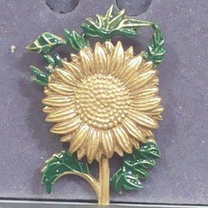 Museum Of Fine Arts Boston Vintage Signed MFA S Enamel Sunflower Pin